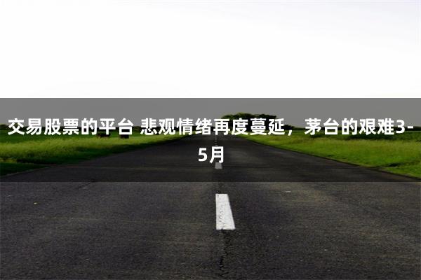 交易股票的平台 悲观情绪再度蔓延，茅台的艰难3-5月