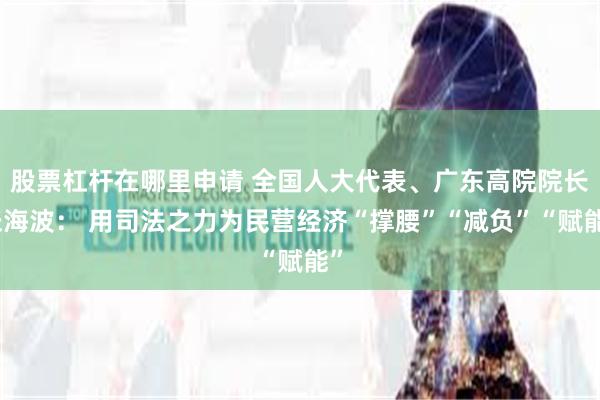 股票杠杆在哪里申请 全国人大代表、广东高院院长张海波： 用司法之力为民营经济“撑腰”“减负”“赋能”
