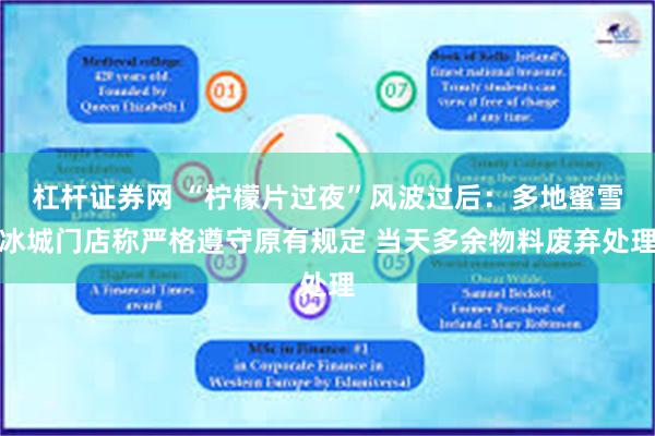 杠杆证券网 “柠檬片过夜”风波过后：多地蜜雪冰城门店称严格遵守原有规定 当天多余物料废弃处理