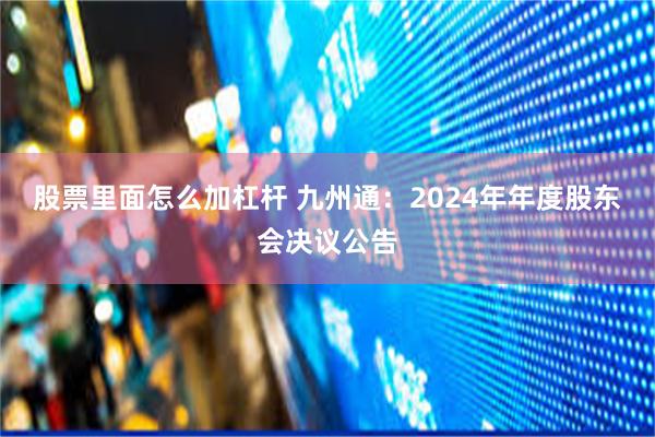 股票里面怎么加杠杆 九州通：2024年年度股东会决议公告