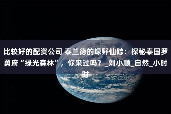 比较好的配资公司 泰兰德的绿野仙踪：探秘泰国罗勇府“绿光森林”，你来过吗？_刘小顺_自然_小时