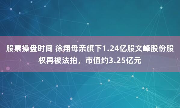 股票操盘时间 徐翔母亲旗下1.24亿股文峰股份股权再被法拍，市值约3.25亿元