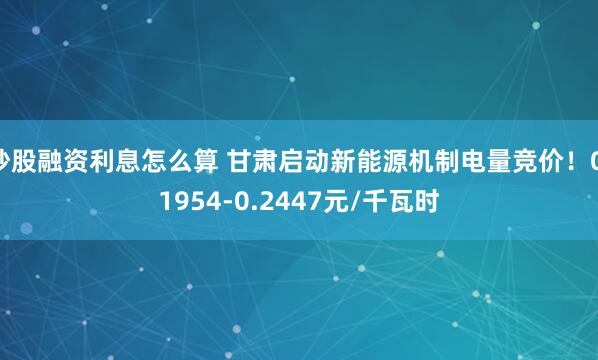 炒股融资利息怎么算 甘肃启动新能源机制电量竞价！0.1954-0.2447元/千瓦时