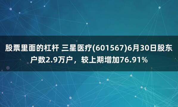 股票里面的杠杆 三星医疗(601567)6月30日股东户数2.9万户，较上期增加76.91%